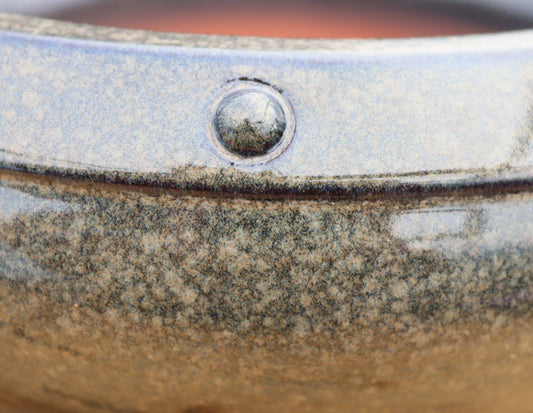 Olive Grey Drum Style Bonsai Pot with Rivet Detail