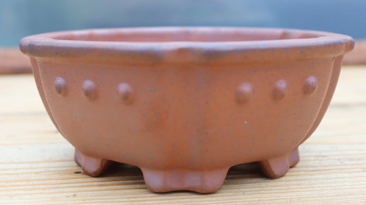 Wood-Fired Round Bonsai Pot — 6.7" (17cm) Unglazed Stoneware
