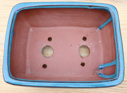 6.3" (16cm) Rectangular Turquoise Glazed Bonsai Plant Pot | Slip Cast Ceramic