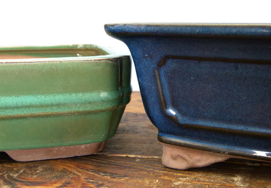 Glazed Bonsai Pots x 2 - 10" Used
