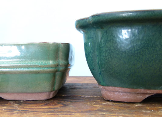 Glazed Bonsai Pots x 2 - 10" Used