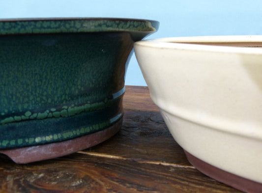Glazed Bonsai Pots x 2 - 12" Used