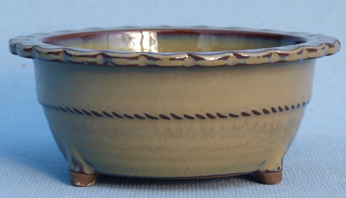 Round Glazed Japanese Made Bonsai Pot