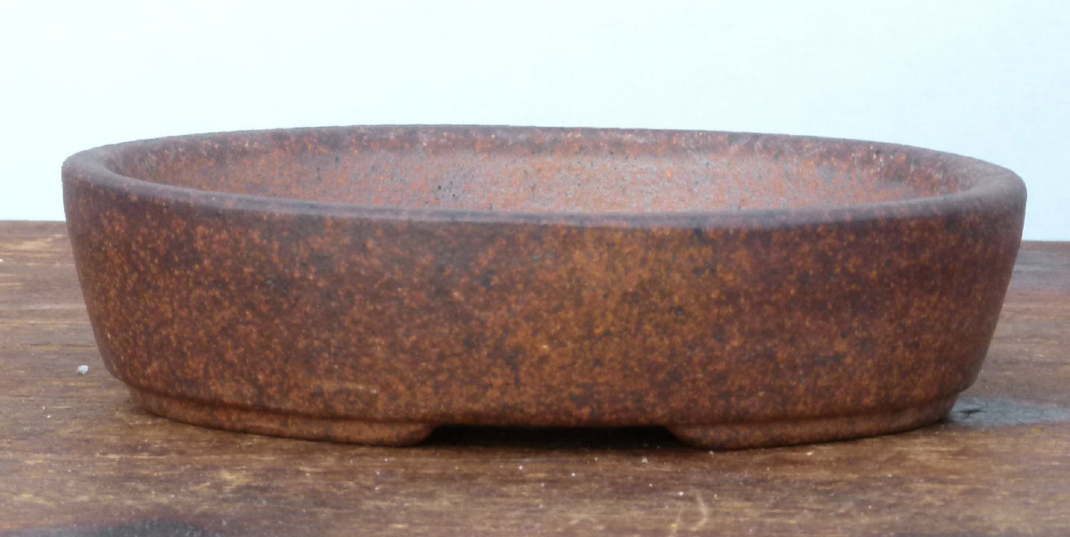 Exhibition Quality Shallow Oval Unglazed Bonsai Pot - 5"