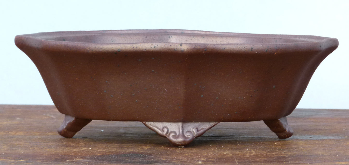 Exhibition Quality Flower Shape Unglazed Bonsai Pot - 7"