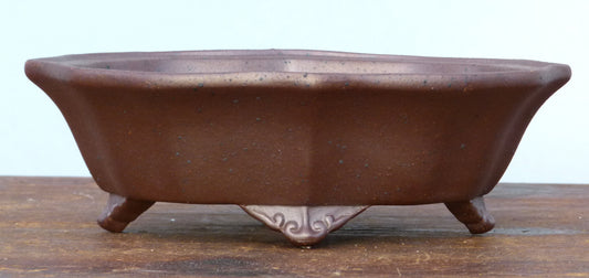 Exhibition Quality Flower Shape Unglazed Bonsai Pot - 7"