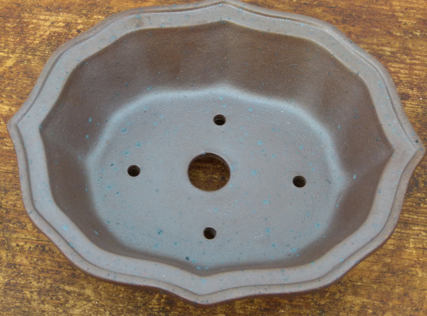 Exhibition Quality Flower Shape Unglazed Bonsai Pot - 7"