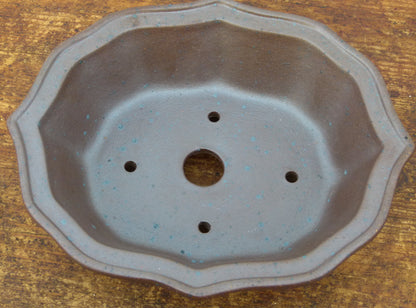 Exhibition Quality Flower Shape Unglazed Bonsai Pot - 7"