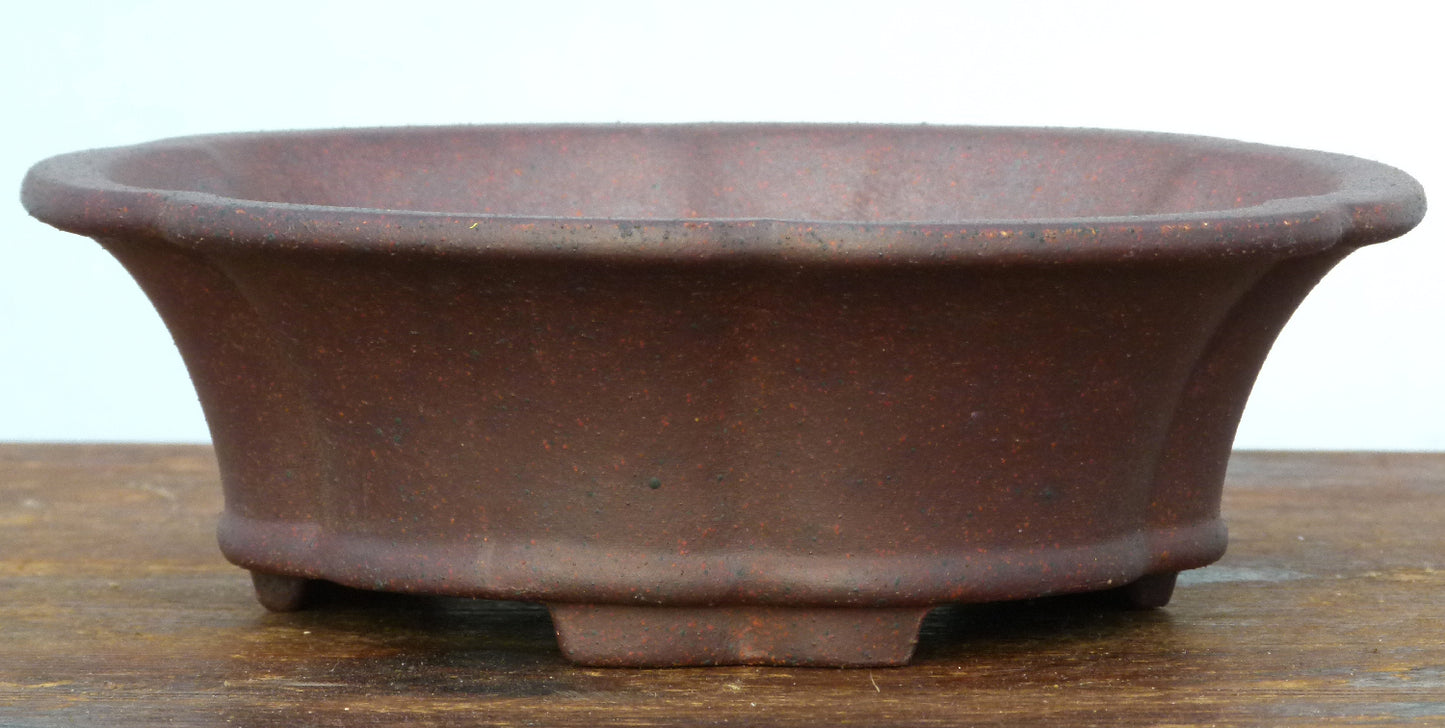 Exhibition Quality Round Flower Shape Unglazed Bonsai Pot - 8"