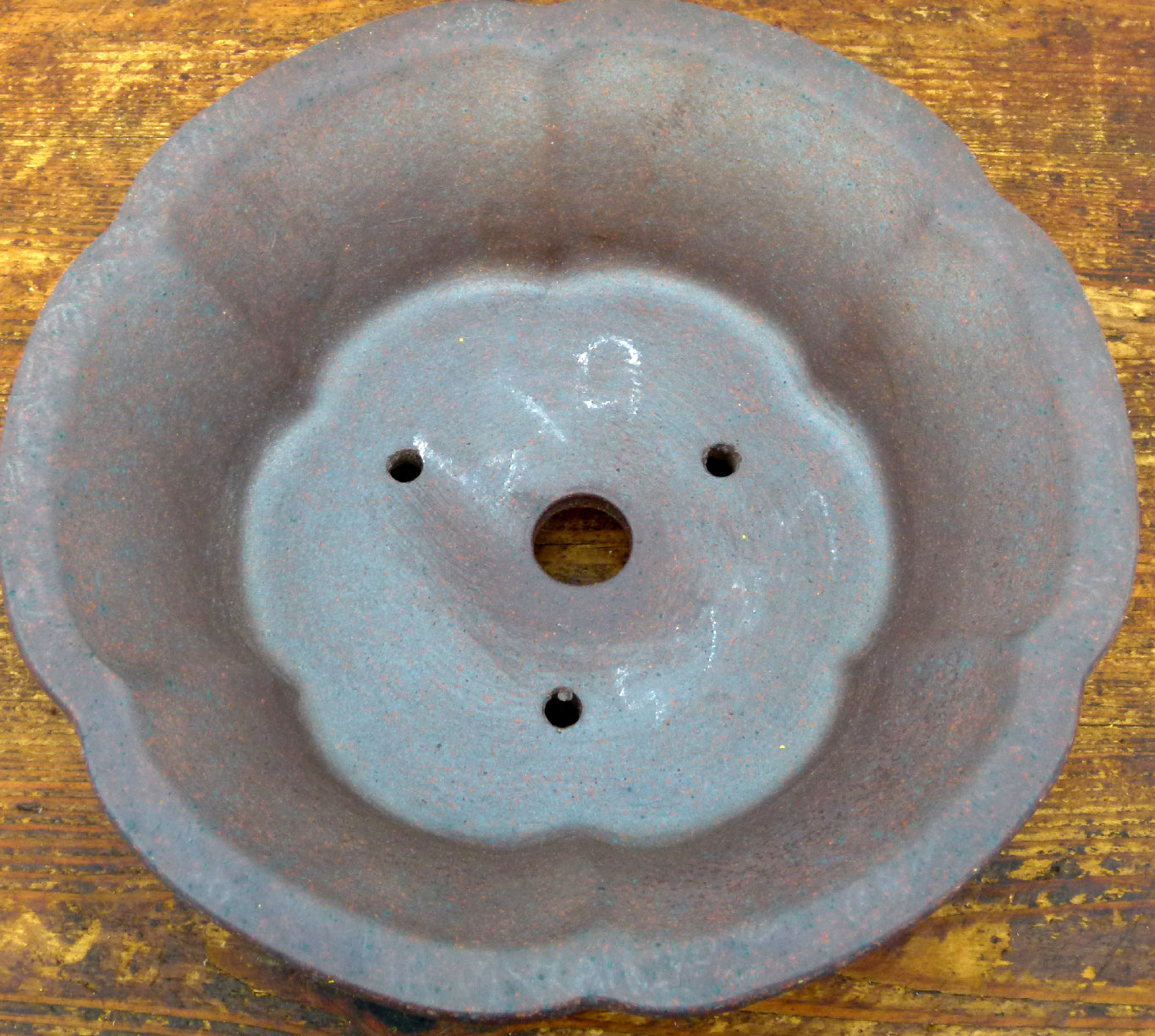 Exhibition Quality Round Flower Shape Unglazed Bonsai Pot - 8"