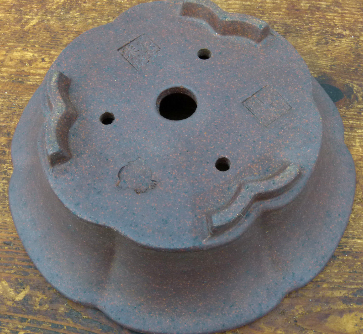 Exhibition Quality Round Flower Shape Unglazed Bonsai Pot - 8"