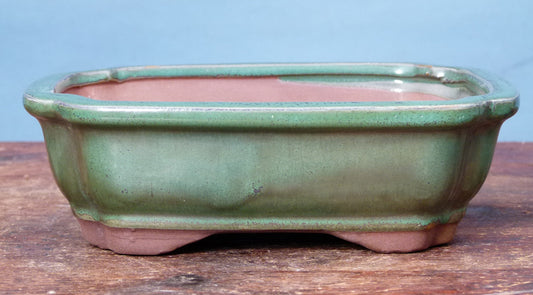 Green Glazed Rectangle Bonsai Pot GAS071-3