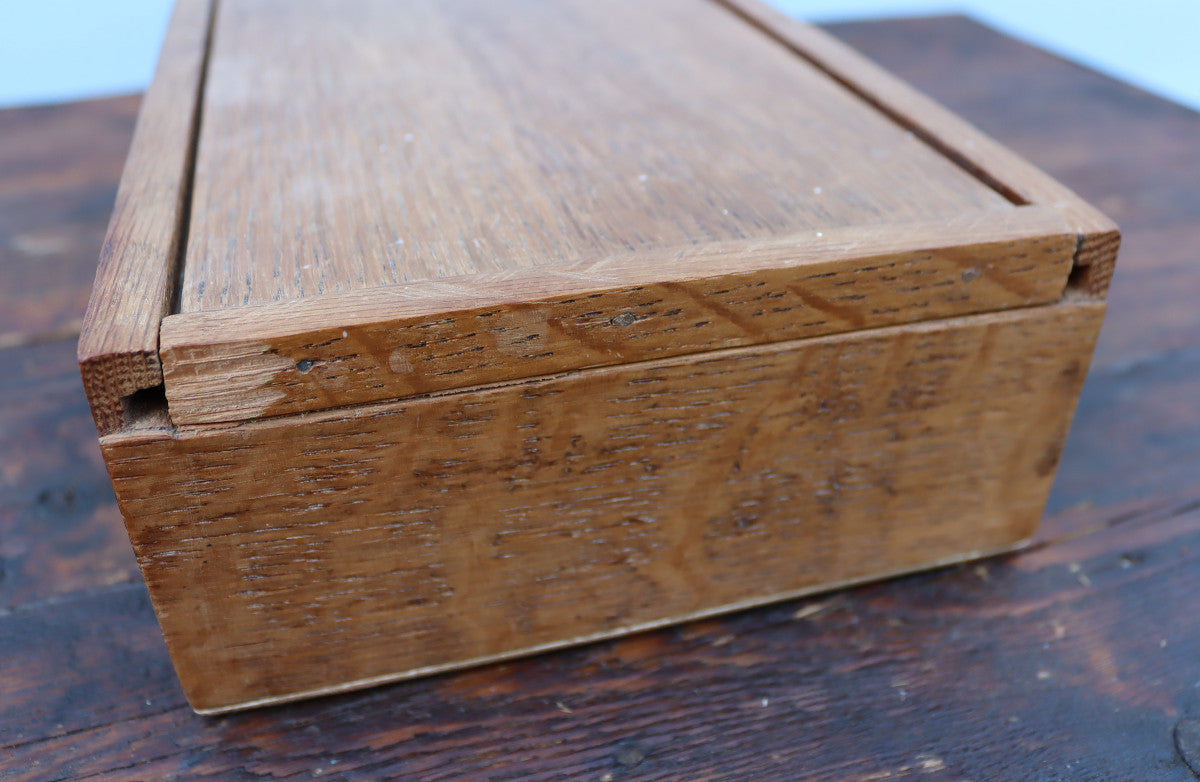 Vintage Oak Sliding Top Box - Bonsai Tool Box