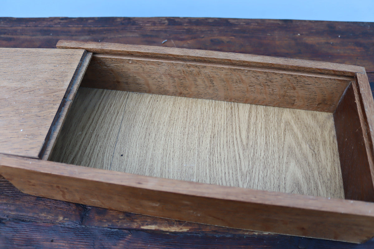 Vintage Oak Sliding Top Box - Bonsai Tool Box
