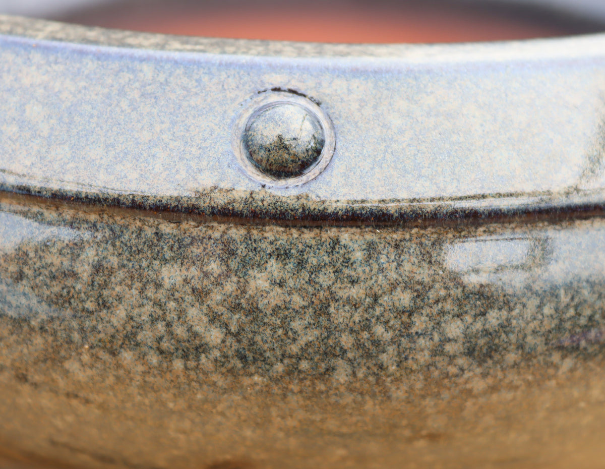 Olive Grey Drum Style Bonsai Pot with Rivet Detail 