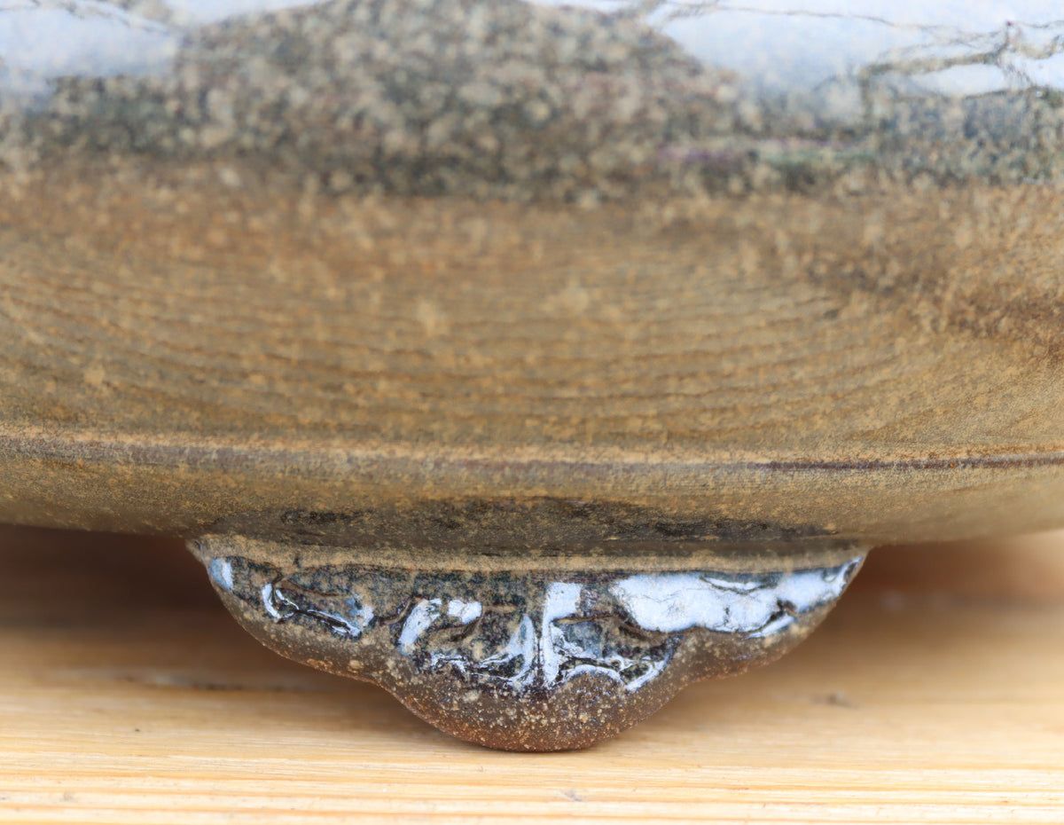 Olive Grey Drum Style Bonsai Pot with Rivet Detail - 16"