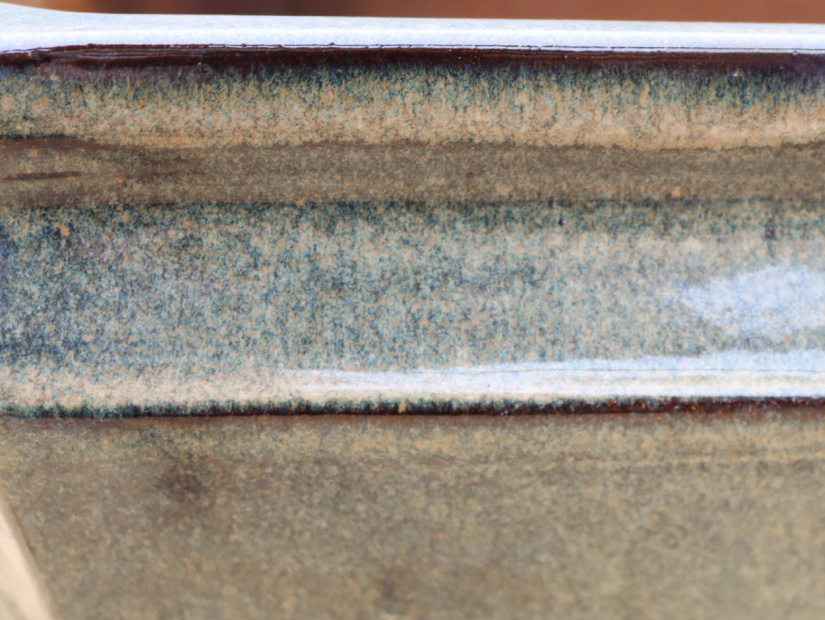 Olive Grey Glazed Rectangular Bonsai Pot