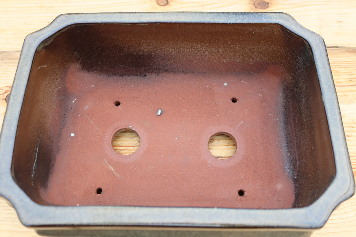 Olive Grey Glazed Rectangular Bonsai Pot