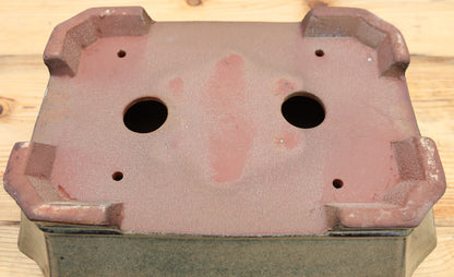 Olive Grey Glazed Rectangular Bonsai Pot