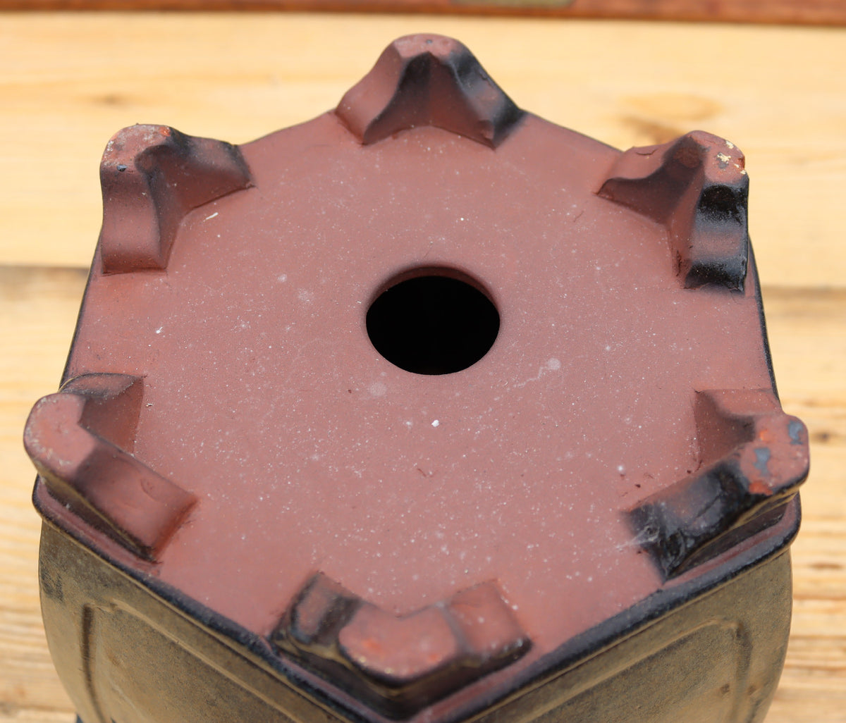 Olive Grey Glazed Cascade Style Bonsai Pot 