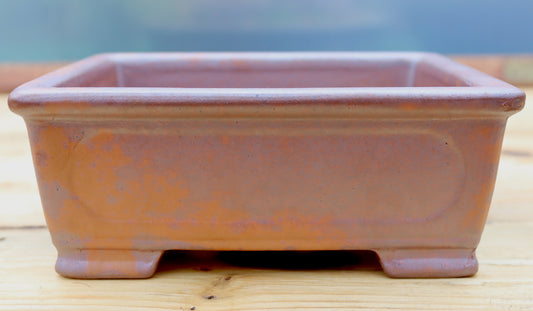 Wood-Fired Rectangular Bonsai Pot — 7" (18cm) Unglazed Stoneware