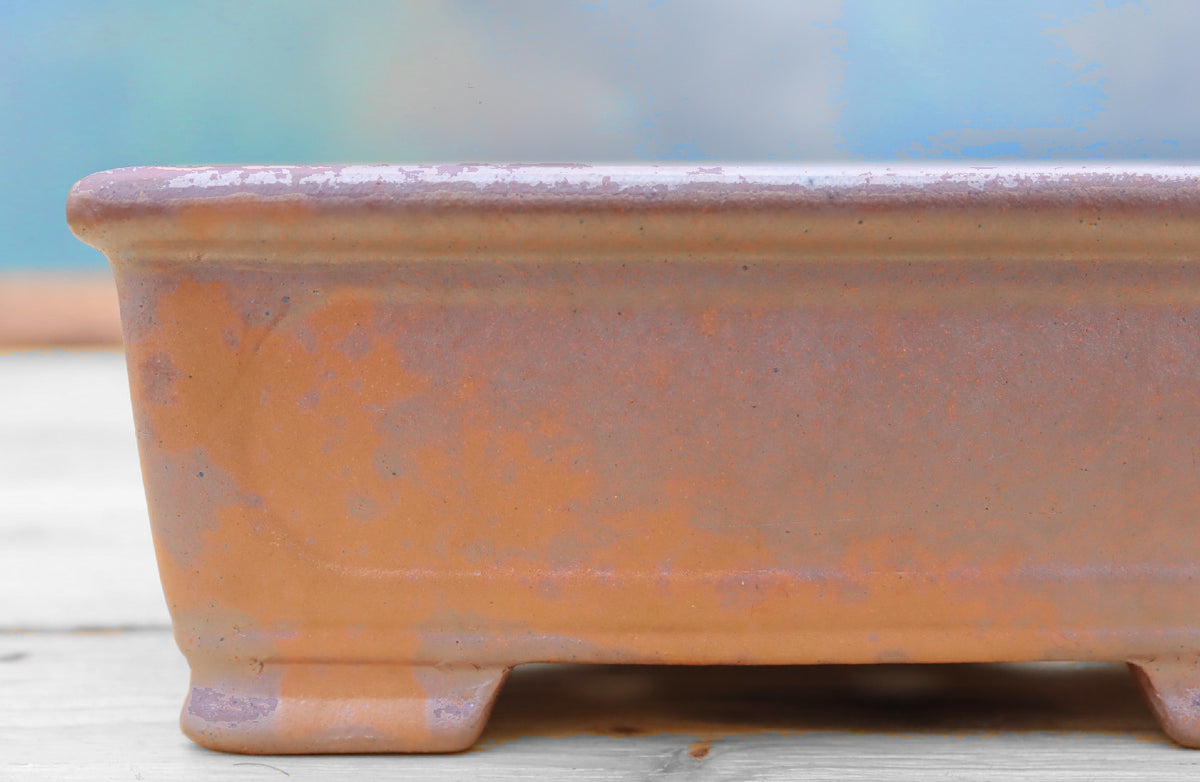 Wood-Fired Rectangular Bonsai Pot — 7" (18cm) Unglazed Stoneware