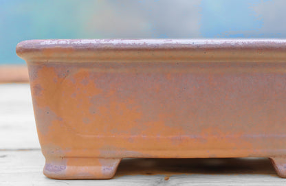Wood-Fired Rectangular Bonsai Pot — 7" (18cm) Unglazed Stoneware