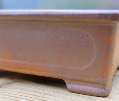 Wood-Fired Rectangular Bonsai Pot — 7" (18cm) Unglazed Stoneware
