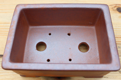 Wood-Fired Rectangular Bonsai Pot — 7" (18cm) Unglazed Stoneware