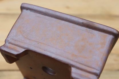 Wood-Fired Rectangular Bonsai Pot — 7" (18cm) Unglazed Stoneware
