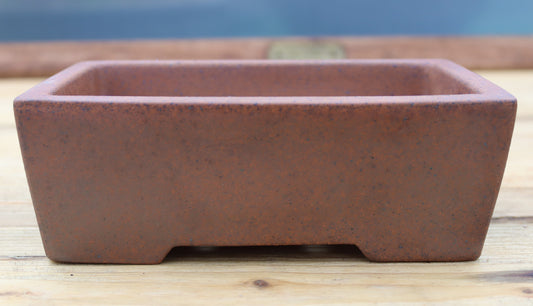 Wood-Fired Rectangular Bonsai Pot — 7" (18cm) Unglazed Stoneware