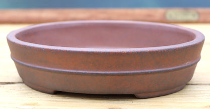 Wood-Fired Shallow Oval Bonsai Pot — 8.2" (21cm) Unglazed Stoneware