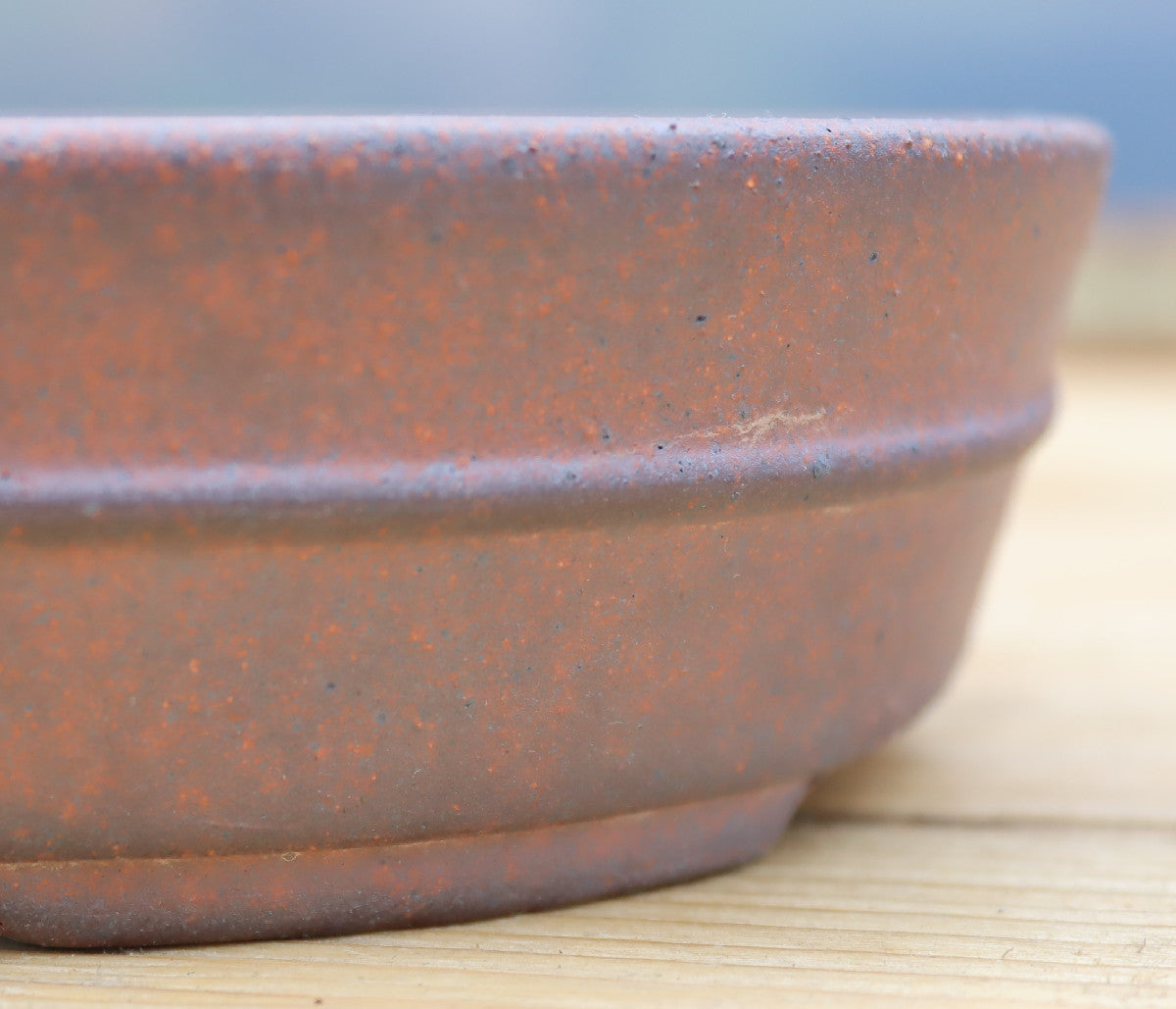 Wood-Fired Shallow Oval Bonsai Pot — 8.2" (21cm) Unglazed Stoneware