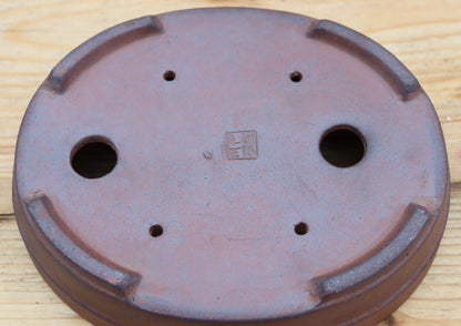 Wood-Fired Shallow Oval Bonsai Pot — 8.2" (21cm) Unglazed Stoneware