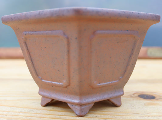 Wood-Fired Hexagonal Bonsai Pot — 6.3" (16cm)
