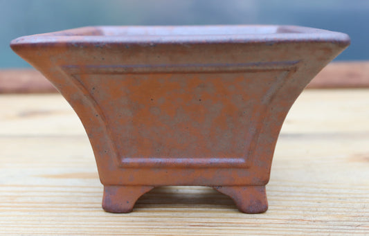 Wood-Fired Square Bonsai Pot — 5.9" (15cm)