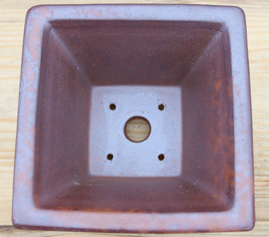 Wood-Fired Square Bonsai Pot — 5.9" (15cm)