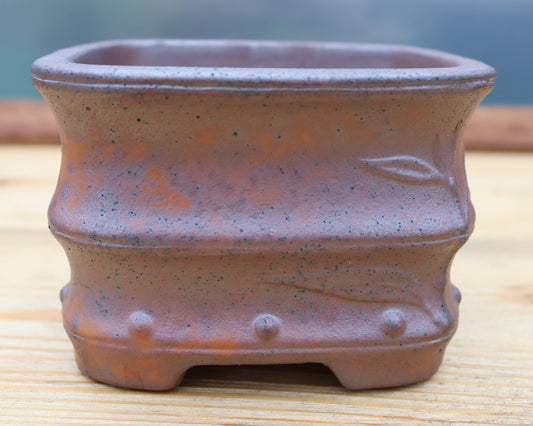Wood-Fired Deep Square Bonsai Pot — 5.9" (15cm)
