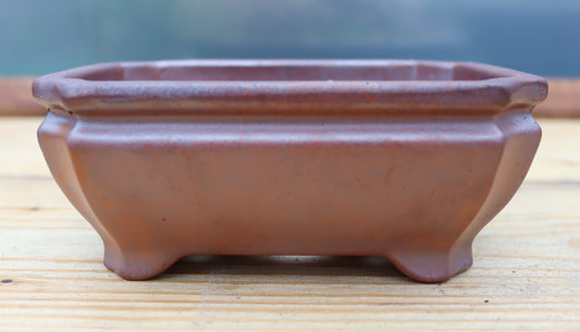 Wood-Fired Rectangular Bonsai Pot — 6.3" (16cm) Unglazed Stoneware