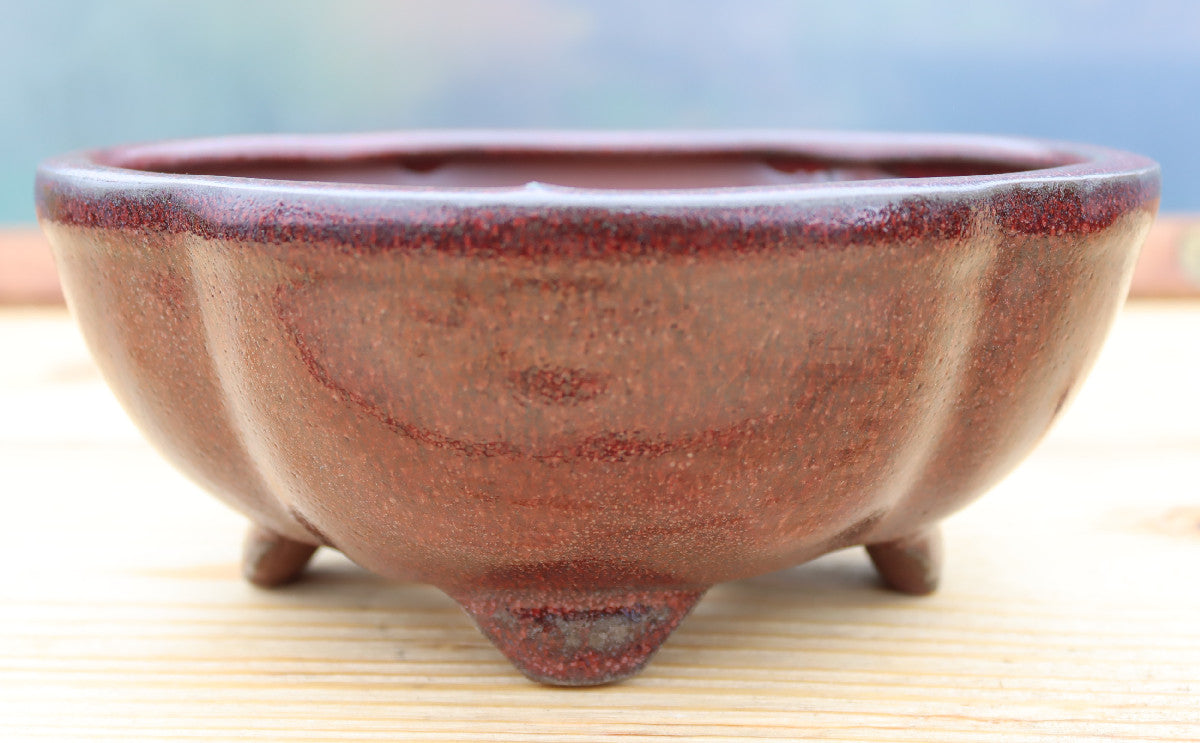 8.3" (21cm) Oval Red Glazed Bonsai Plant Pot | Slip Cast Ceramic