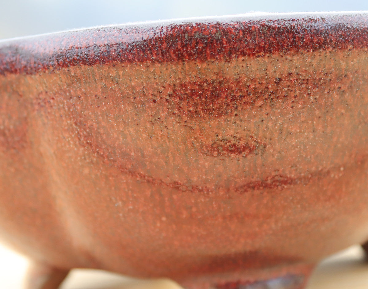 8.3" (21cm) Oval Red Glazed Bonsai Plant Pot | Slip Cast Ceramic