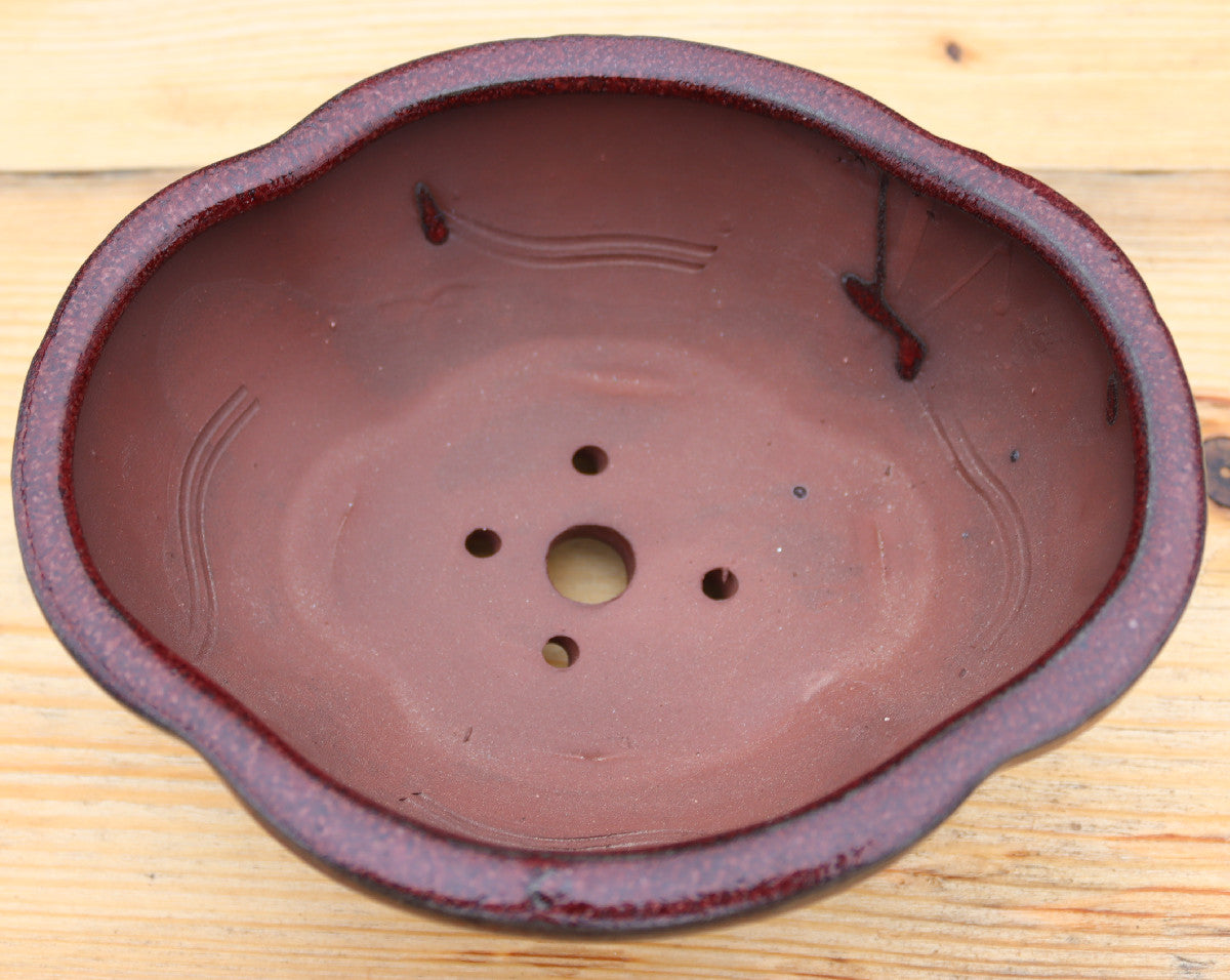 8.3" (21cm) Oval Red Glazed Bonsai Plant Pot | Slip Cast Ceramic