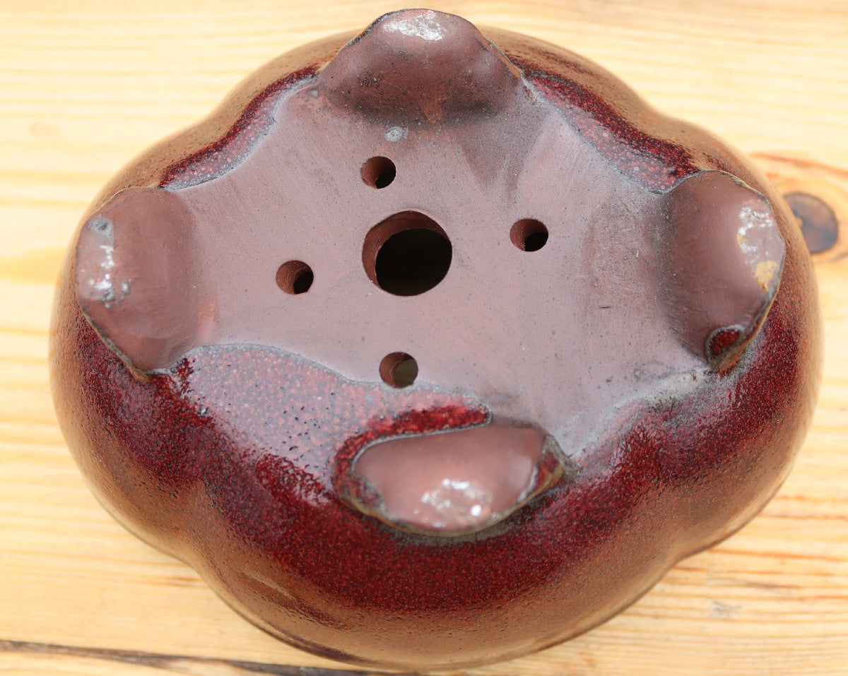 8.3" (21cm) Oval Red Glazed Bonsai Plant Pot | Slip Cast Ceramic