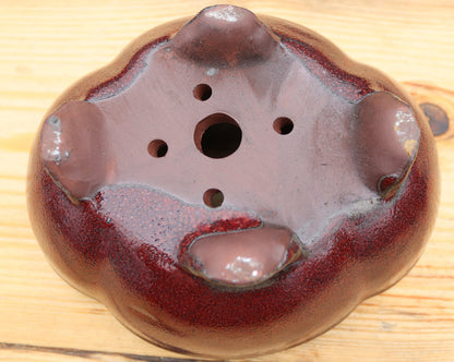 8.3" (21cm) Oval Red Glazed Bonsai Plant Pot | Slip Cast Ceramic