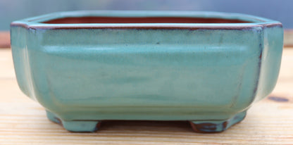 8.3" (21cm) Rectangular Teal Green Glazed Bonsai Plant Pot | Slip Cast Ceramic