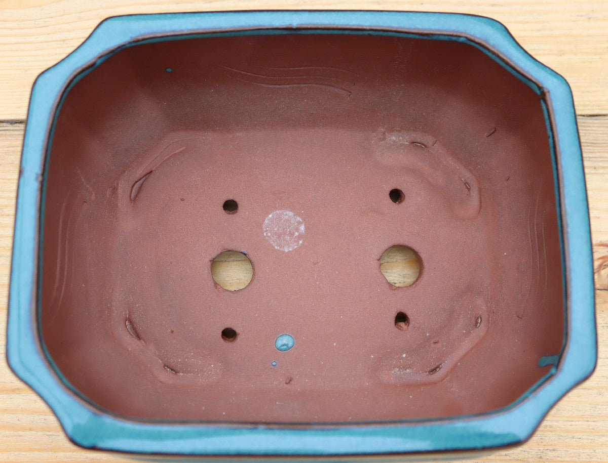 8.3" (21cm) Rectangular Turquoise  Glazed Bonsai Plant Pot | Slip Cast Ceramic