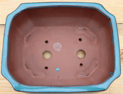 8.3" (21cm) Rectangular Turquoise  Glazed Bonsai Plant Pot | Slip Cast Ceramic