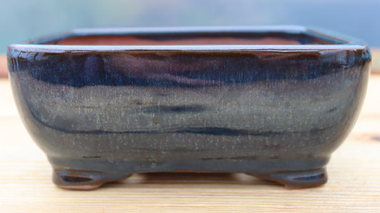8" (20cm) Rectangular Navy Blue Glazed Bonsai Plant Pot | Slip Cast Ceramic