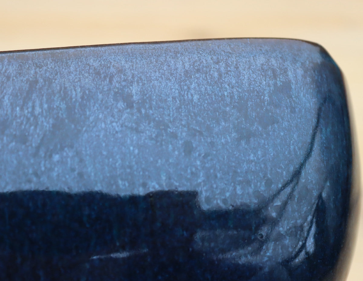 8" (20cm) Rectangular Navy Blue Glazed Bonsai Plant Pot | Slip Cast Ceramic
