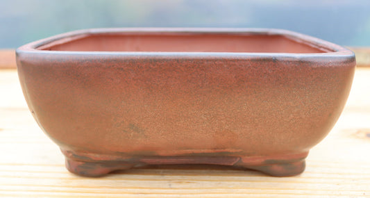 8.3" (21cm) Rectangular Copper Glazed Bonsai Plant Pot | Slip Cast Ceramic